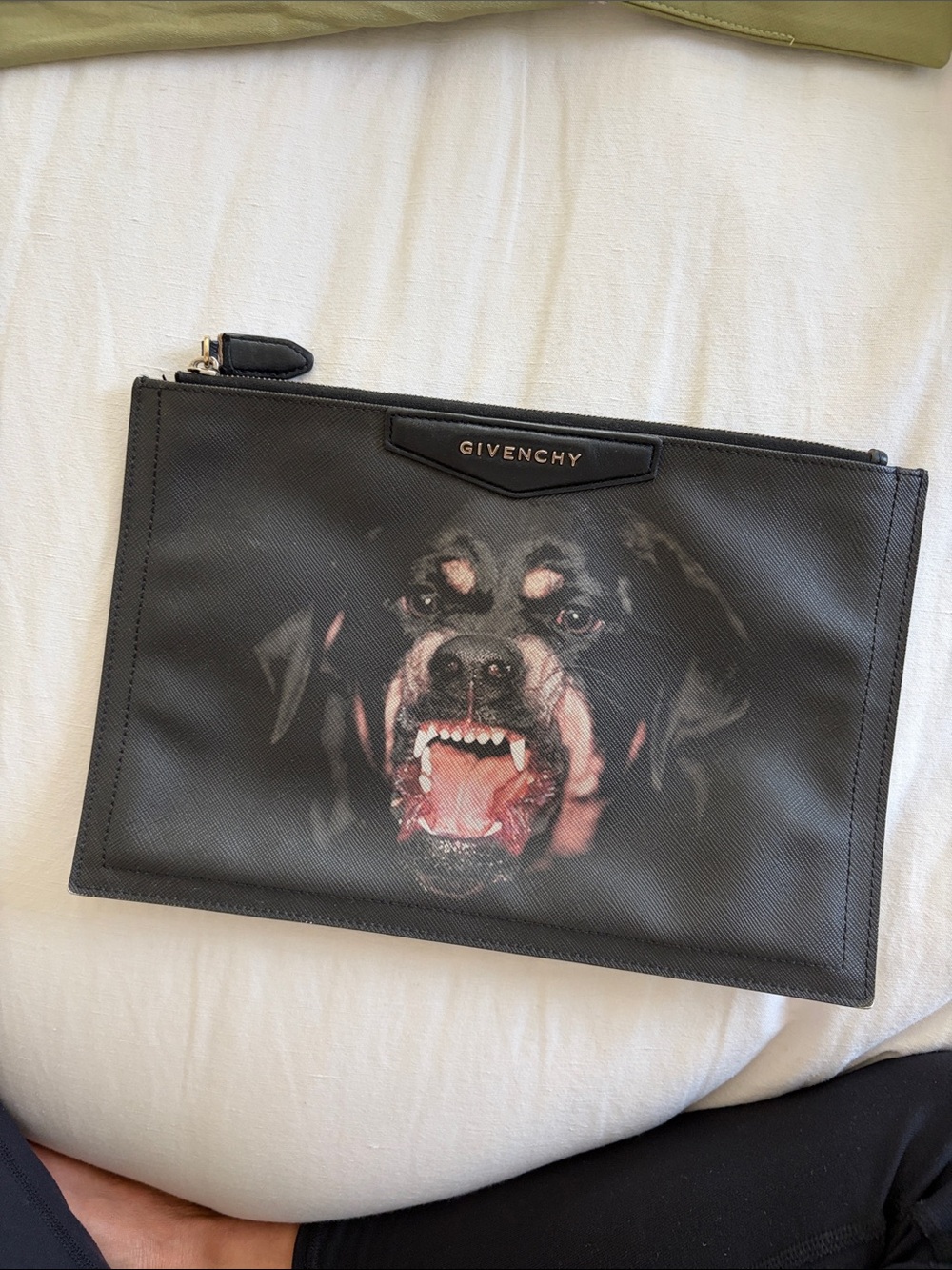 Givenchy Black Rottweiler Print Pouch